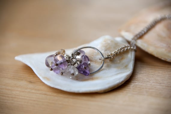 Ametrine cluster pendant on sterling silver chain