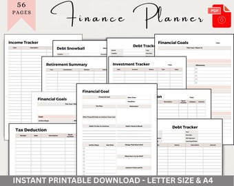 Financial Planner Printable Budget Planner Finance Savings Tracker Binder Monthly Debt Bill Tracker Expenses Tracker PDF A5, A4