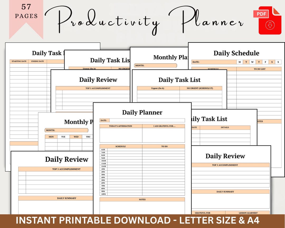 Productivity Journal Example Productivity Journal Canva Template Weekly Planner for Work ...