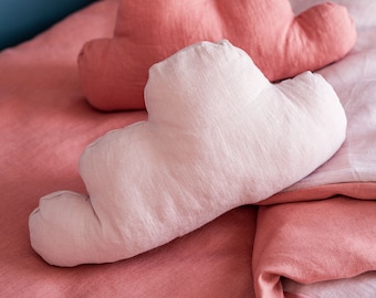 Cuscino a forma di nuvola in lino, morbido cuscino di peluche, decorazione per la cameretta dei bambini