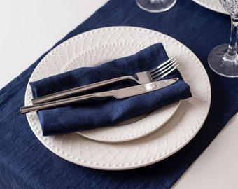 Chemin De Table Nautique Ancre Bleu Marine – Style Rétro Rayé 40x140 Cm, Lin, Mariage & Fête