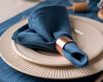 Denim blue linen napkins. Softened linen napkin set. Wedding napkins. Dinner napkins. Easter napkins. Cloth napkins. Handmade table linens