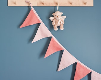 Linen bunting. Linen flag garland for baby room. Nursery wall décor. Birthday flag banner. Linen Bunting Garland. Linen bunting banner.