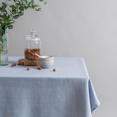 Sky Blue Linen Tablecloth. Soft Linen Table Cloth. Rustic Etsy