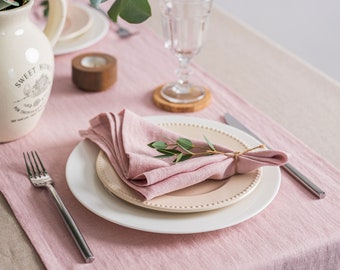 Blush pink linen napkins. Softened linen napkin set. Wedding napkins. Dinner napkins. Cocktail napkins. Cloth napkins. Handmade table linens