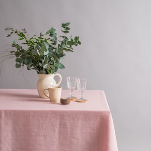 Blush pink linen tablecloth. Soft linen table cloth. Dining table decor. Rectangular, square tablecloths. Custom size tablecloth