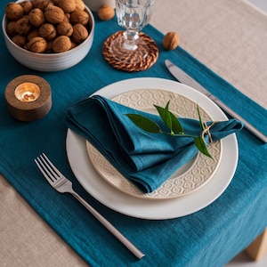 Tovaglioli di lino blu acqua. Set di tovaglioli di lino ammorbidito. Tovaglioli da matrimonio. Tovaglioli da cena. Tovaglioli di Pasqua. Tovaglioli di stoffa. Tovaglie fatte a mano
