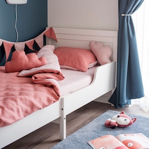 Linen kids bedding. Baby bedding set. Toddler bedding. Linen duvet cover, linen pillowcase & fitted sheet. Various colors and various sizes