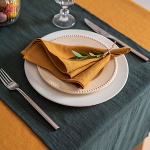 Mustard yellow linen napkins. Softened linen napkins set. Wedding napkins. Dinner napkins. Cocktail napkins. Handmade table linens