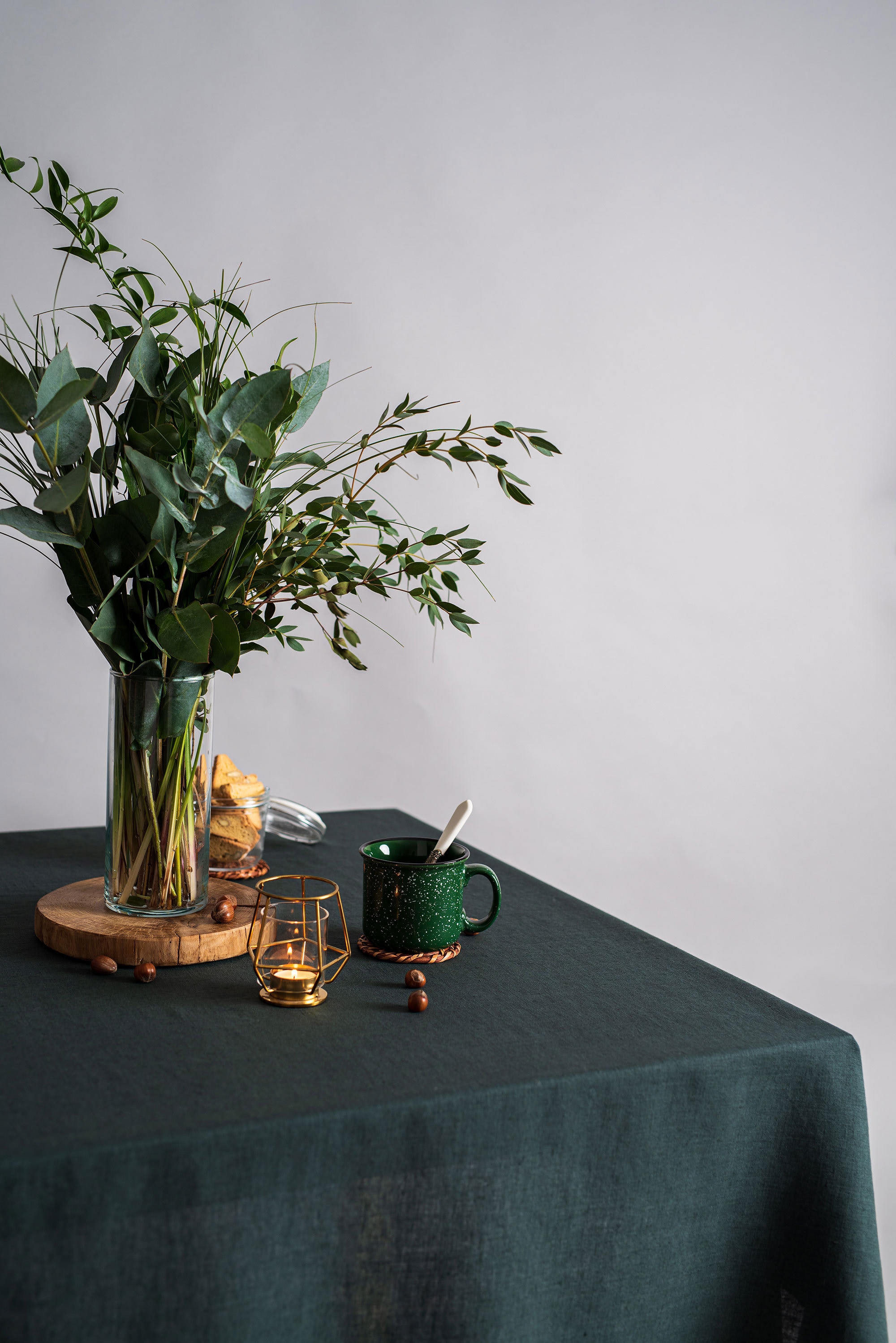 Forest Green Linen Tablecloth. Soft Linen Table Cloth. Dining Etsy UK