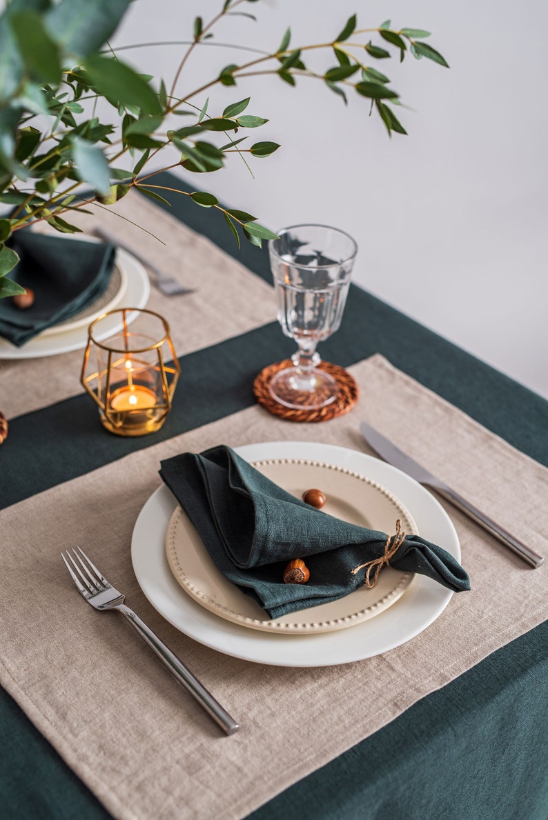 Forest Green Napkins. Softened Linen Napkin Set. Wedding Etsy