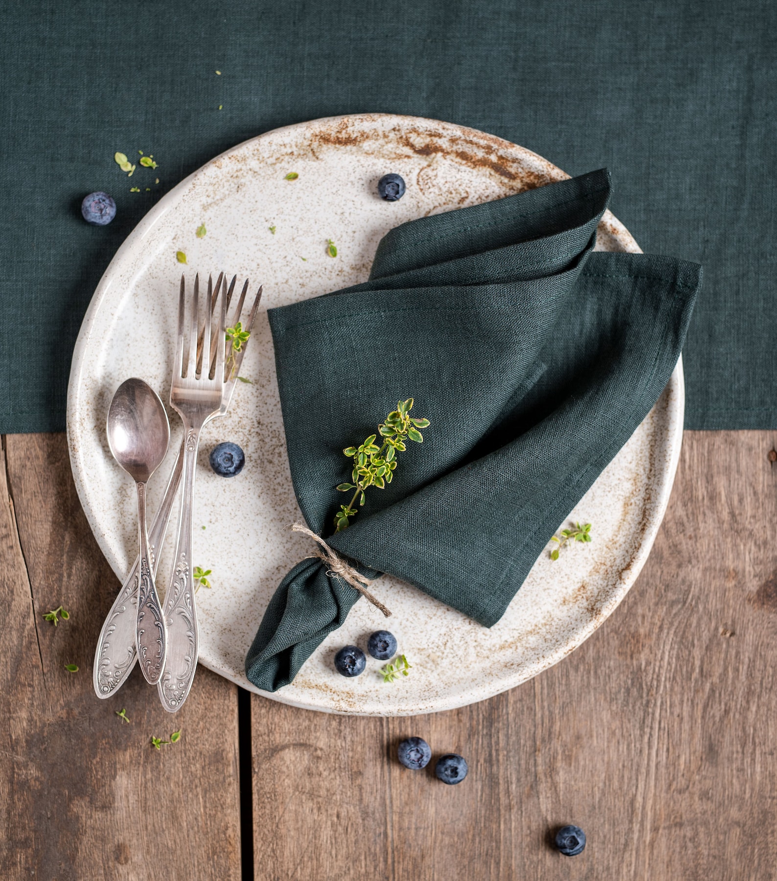 Forest Green Napkins. Softened Linen Napkin Set. Wedding Etsy