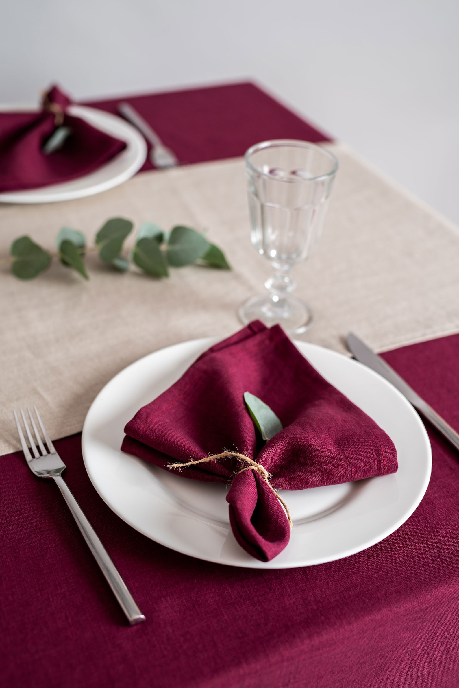 Burgundy linen napkins. Softened linen napkin set. Handmade Etsy