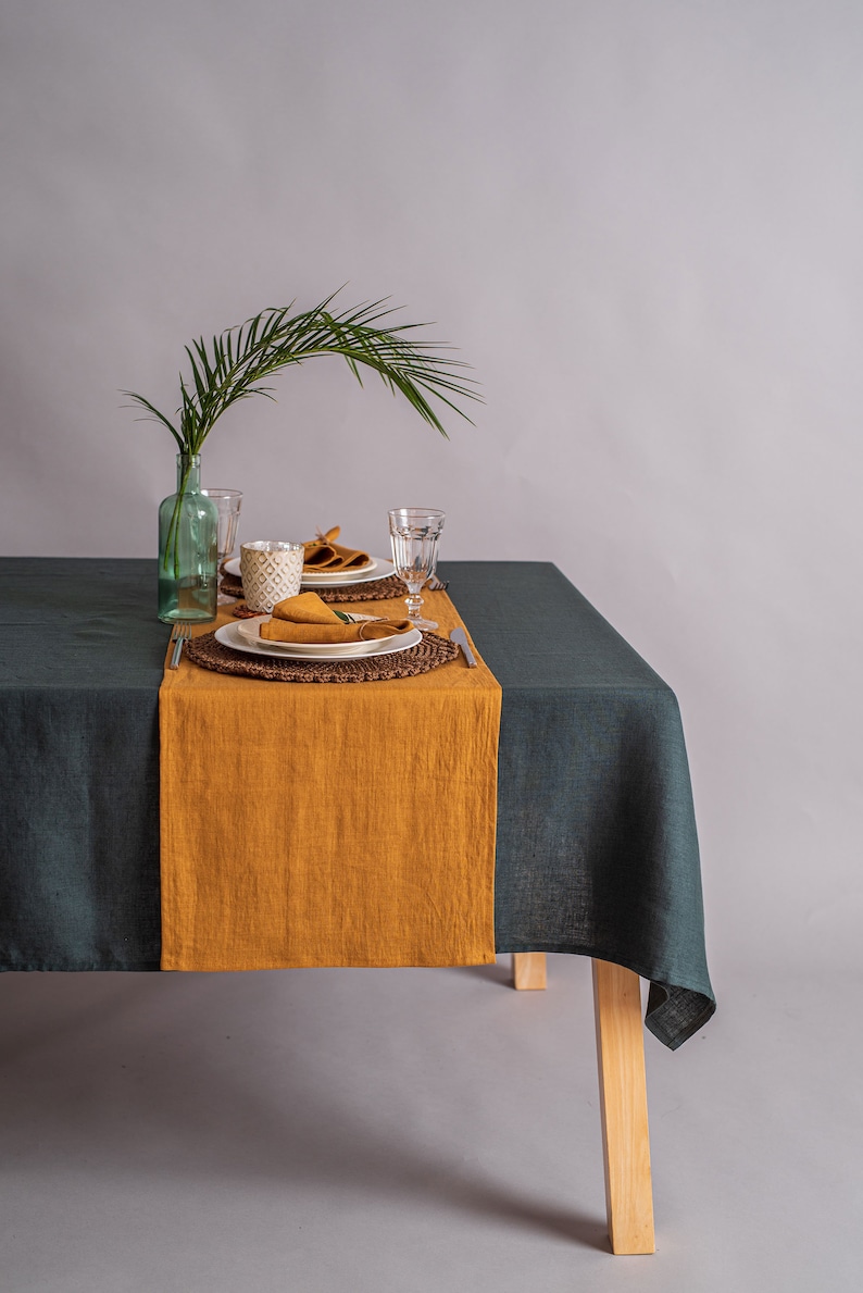 Mustard Yellow Linen Table Runner. Softened Linen Table Etsy UK