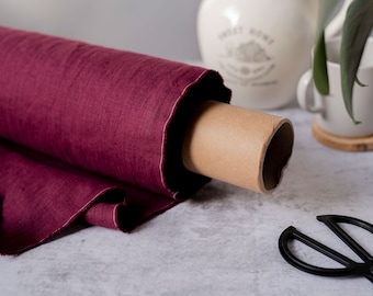 Burgundy linen fabric by meter. Softened linen fabric by yard. Natural linen fabric. 100% linen fabric. OEKO-TEX® linen. Various colors.