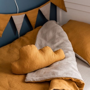 Linen kids bedding. Baby bedding set. Toddler bedding. Linen duvet cover, linen pillowcase & fitted sheet. Various colors and various sizes image 8