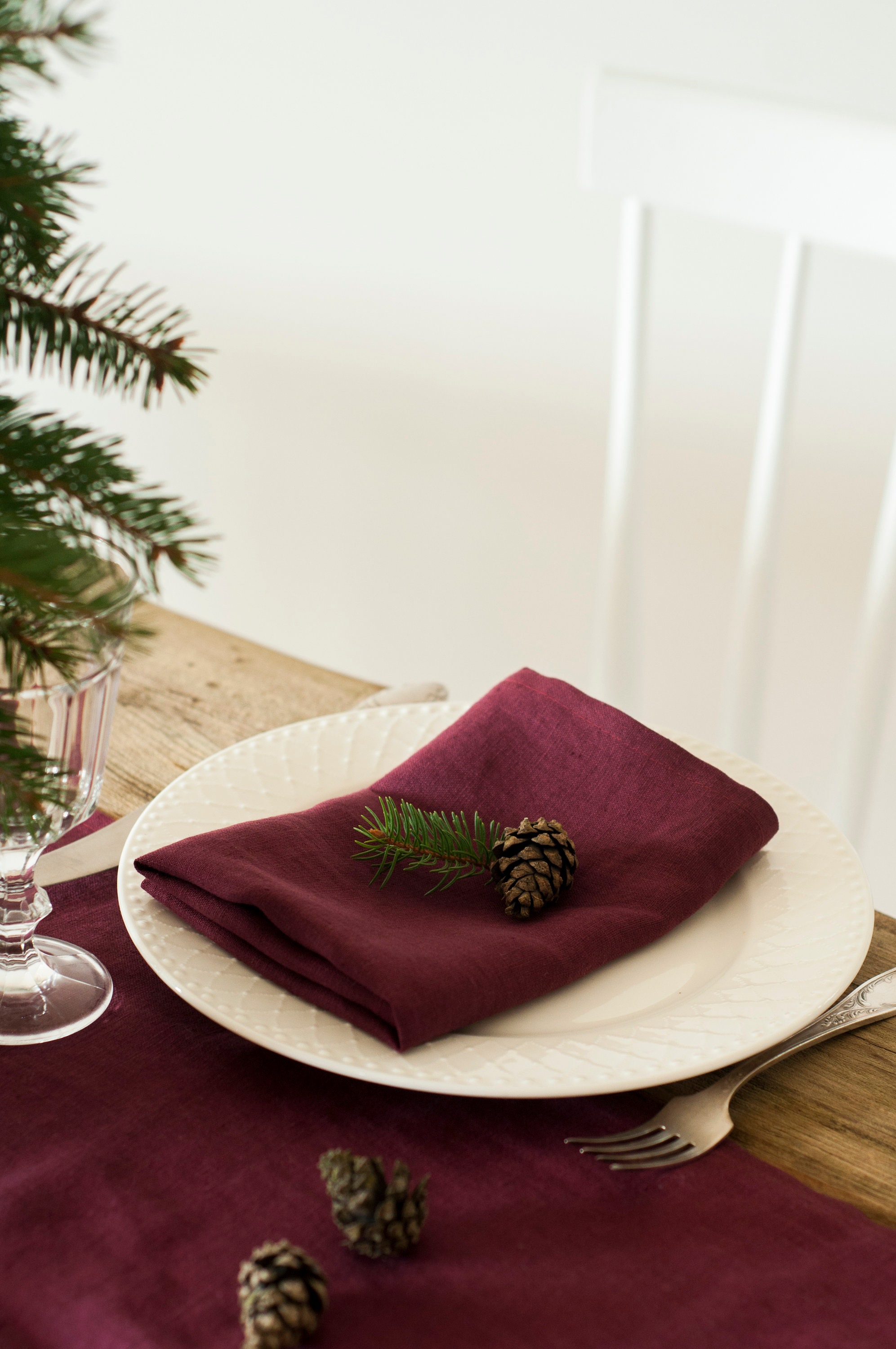Burgundy linen napkins. Softened linen napkin set. Handmade Etsy