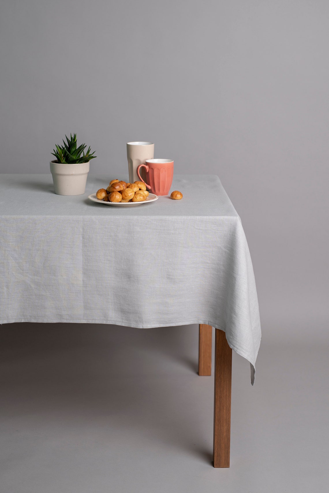Light Grey Linen Tablecloth. Soft Linen Table Cloth. Rustic Etsy