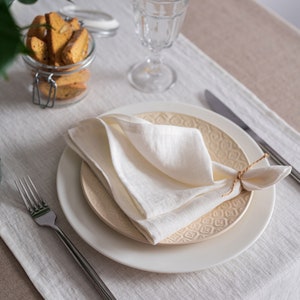 White linen napkins. Softened linen napkins set. Wedding napkins. Dinner napkins. Cocktail napkins. Handmade table linens image 10