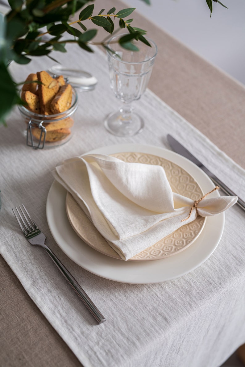 White linen napkins. Softened linen napkins set. Wedding napkins. Dinner napkins. Cocktail napkins. Handmade table linens image 10