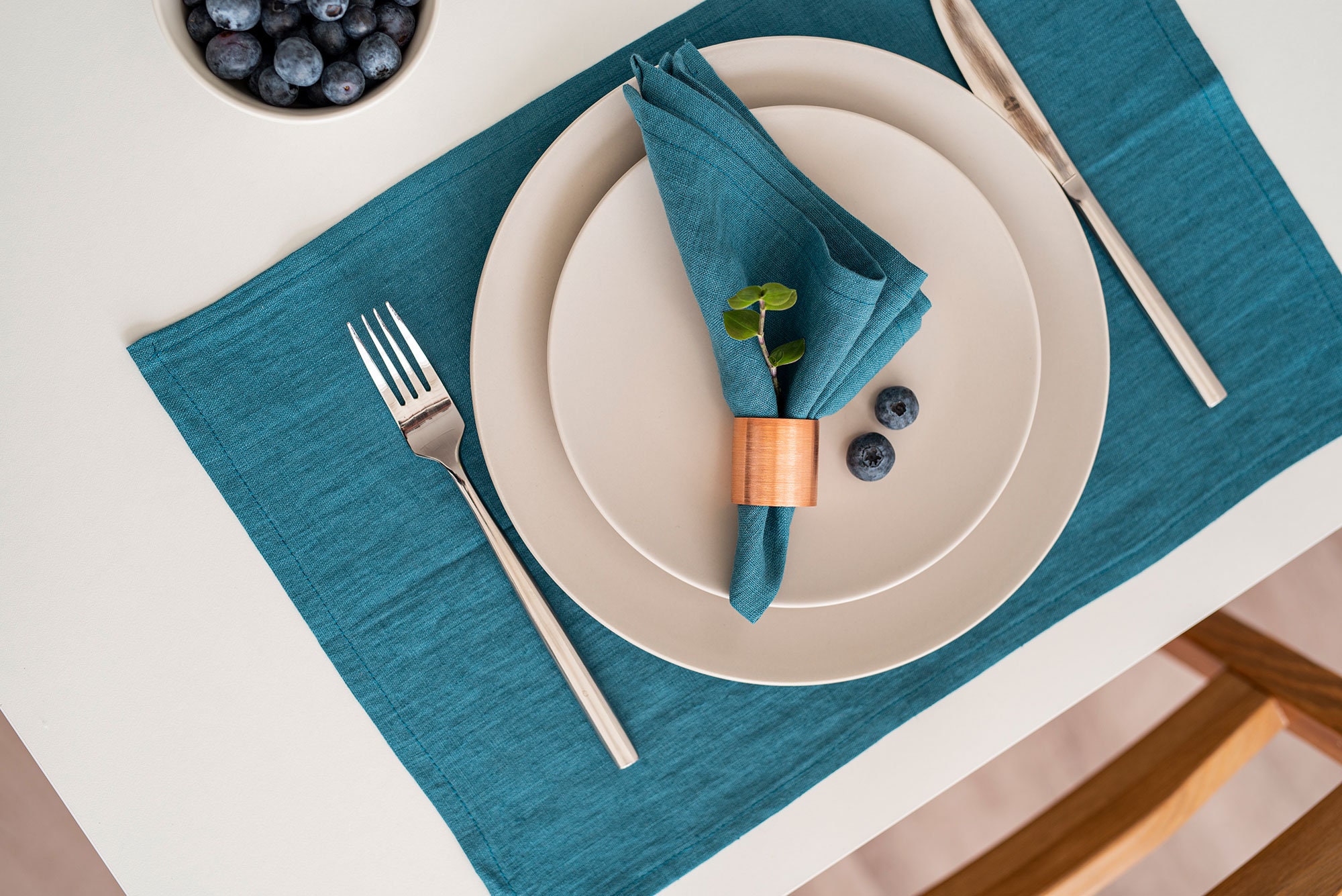 Teal Blue Linen Placemats. Set of 2 4 6 8 12 Placemats. Etsy