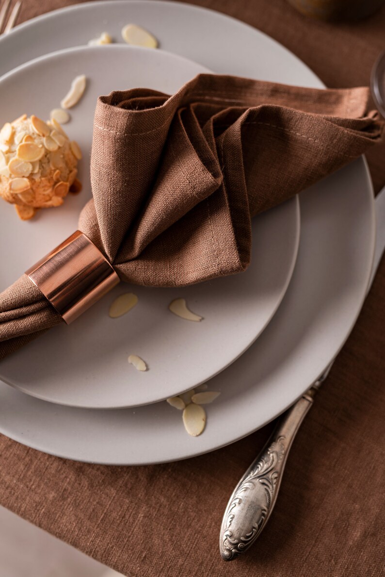 Cocoa Brown Linen Napkins. Softened Linen Napkin Set. Wedding Etsy