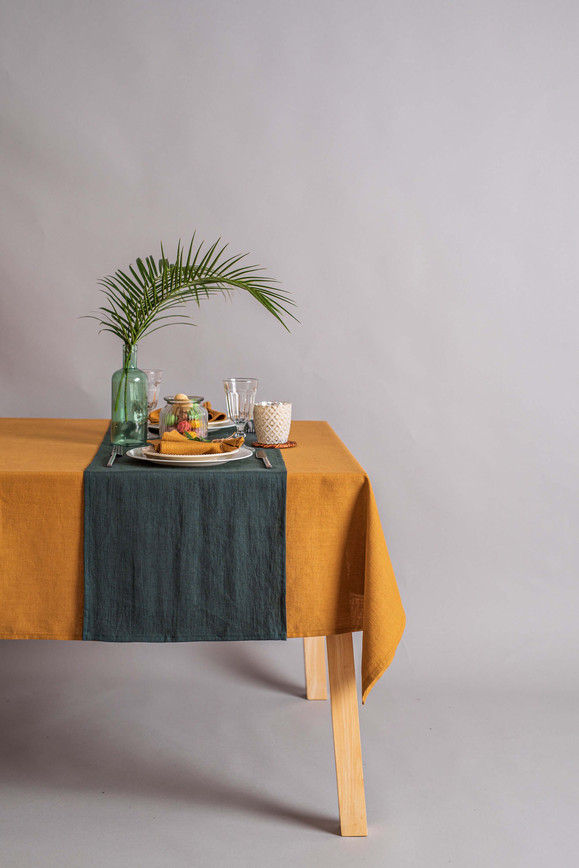 Forest Green Linen Table Runner. Softened Linen Table Runner. Etsy