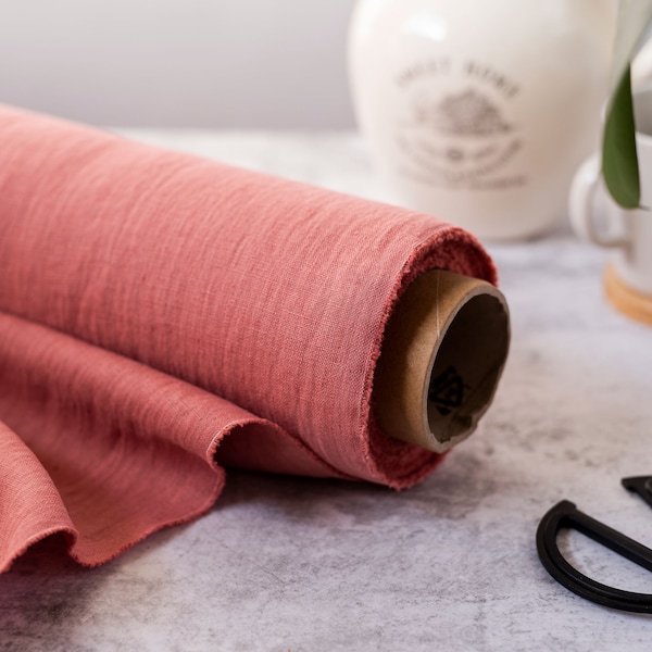 Dusty pink linen fabric by meter. Softened linen fabric by yard. Natural linen fabric. 100% linen fabric. OEKO-TEX® linen. Various colors.