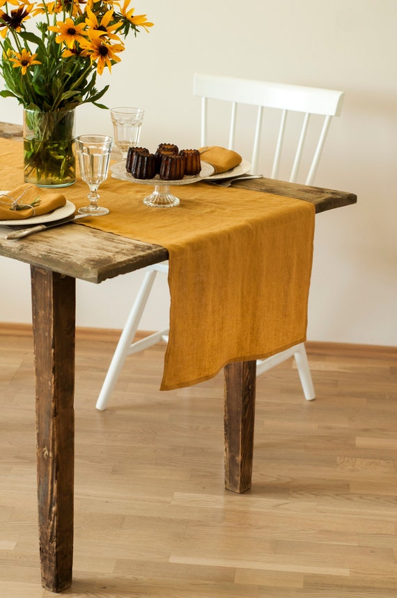 Natural Hadmade Linen Table Runner. Custom Size Table Runner. Kitchen  Natural Table Runner. Pure Kitchen Table Linens 