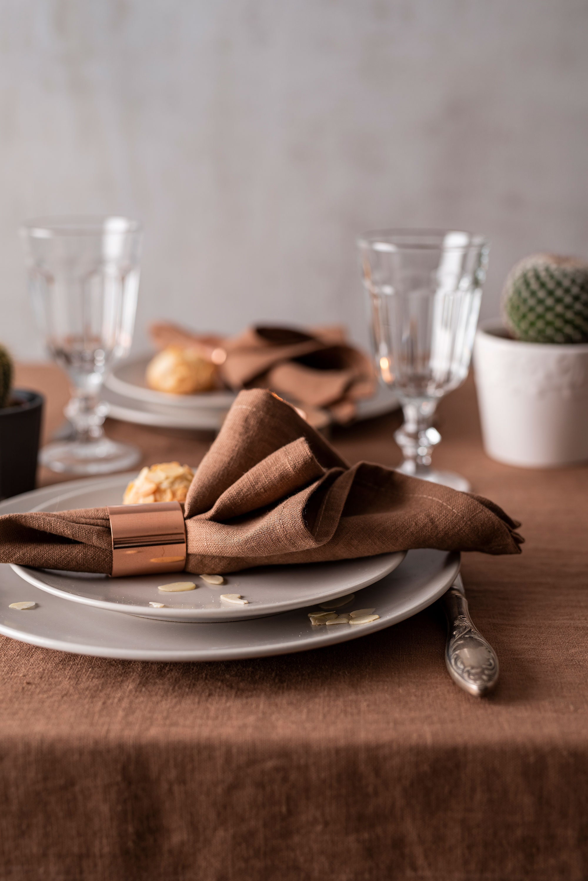 Cocoa brown linen napkins. Softened linen napkin set. Wedding Etsy