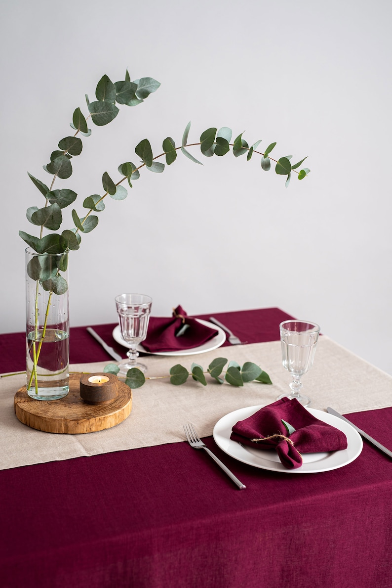 Burgundy Linen Napkins. Softened Linen Napkin Set. Handmade Etsy