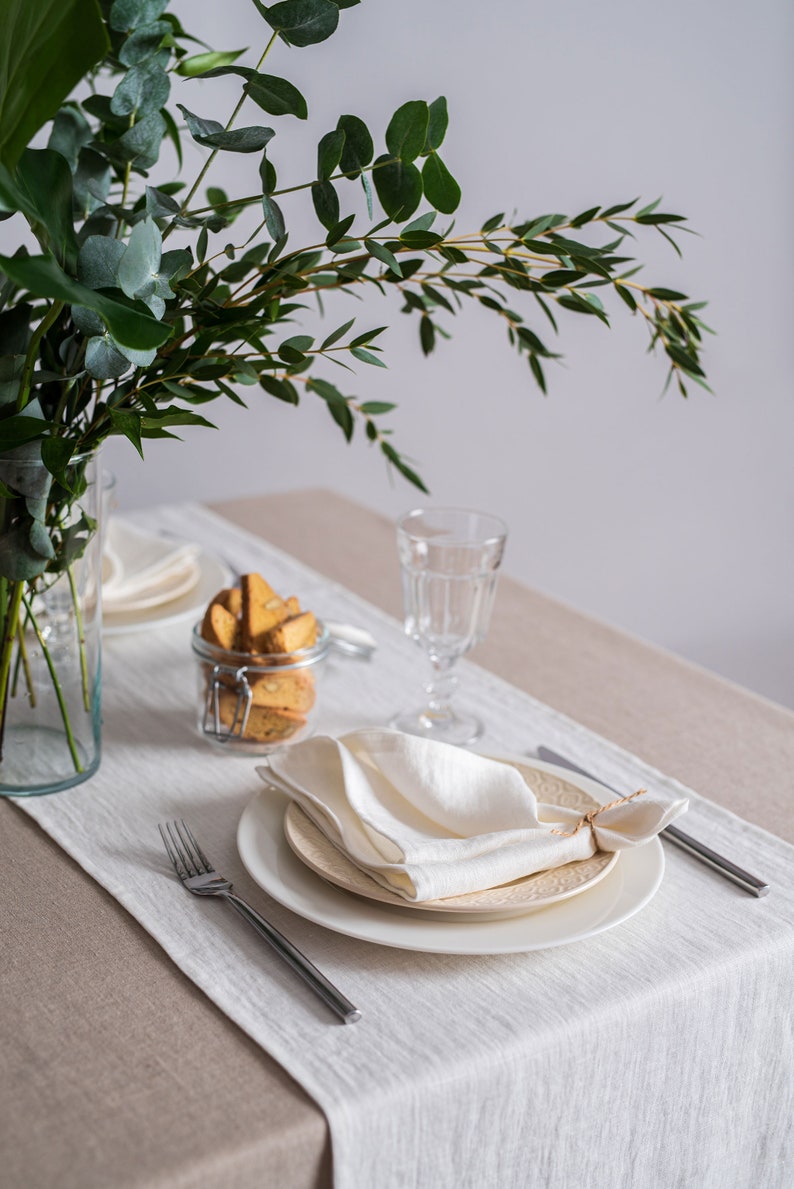 White linen napkins. Softened linen napkins set. Wedding napkins. Dinner napkins. Cocktail napkins. Handmade table linens image 9
