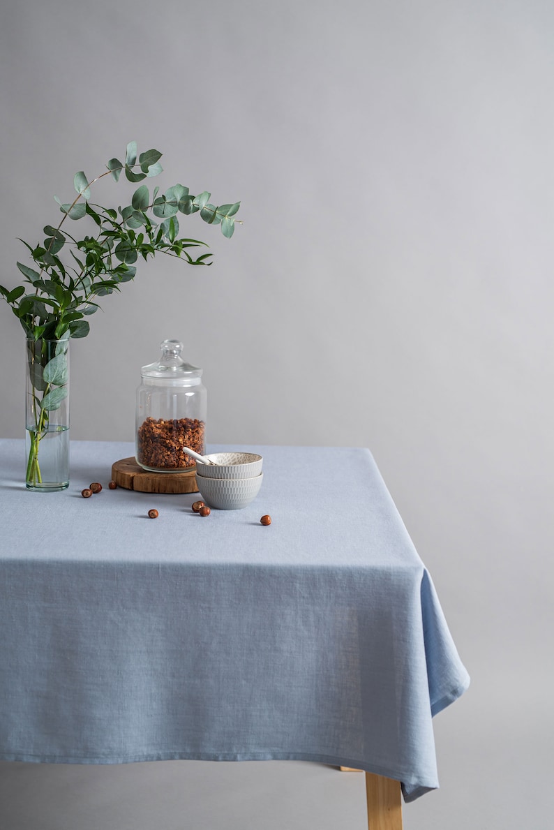 Sky Blue Linen Tablecloth. Soft Linen Table Cloth. Rustic Etsy