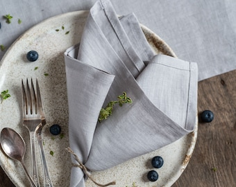 Light grey linen napkins. Softened linen napkin set. Wedding napkins. Dinner napkins. Cocktail napkins. Cloth napkins. Handmade table linens