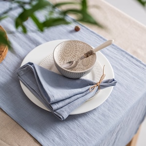 Sky blue linen napkins. Softened linen napkin set. Wedding napkins. Dinner napkins. Cocktail napkins. Cloth napkins. Handmade table linens