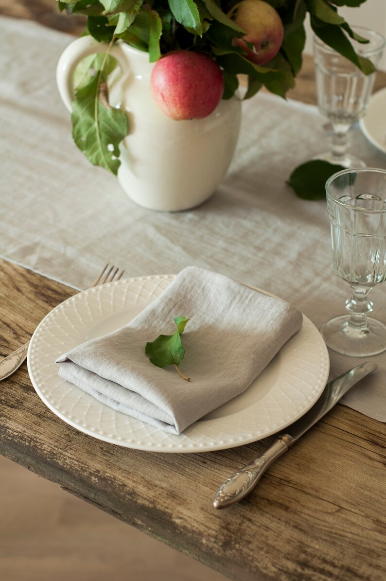 Light Grey Linen Table Runner. Softened Linen Table Runner. Etsy