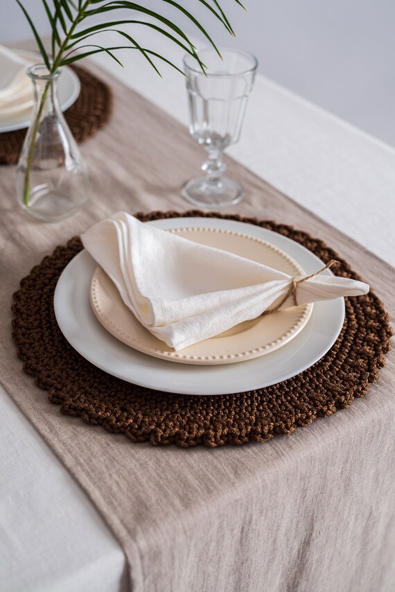 Cocoa Brown Linen Napkins. Softened Linen Napkin Set. Wedding 
