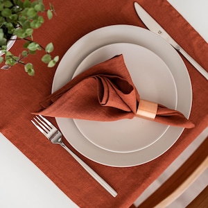 Linen napkin. Softened linen table napkin. Burnt orange napkins. Napkin set of 2, 4, 6, 8 or 12 napkins. Rustic table decor. Cloth napkins