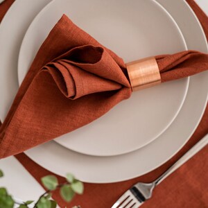 Burnt Orange Linen Placemats, Softened Table Linens image 5