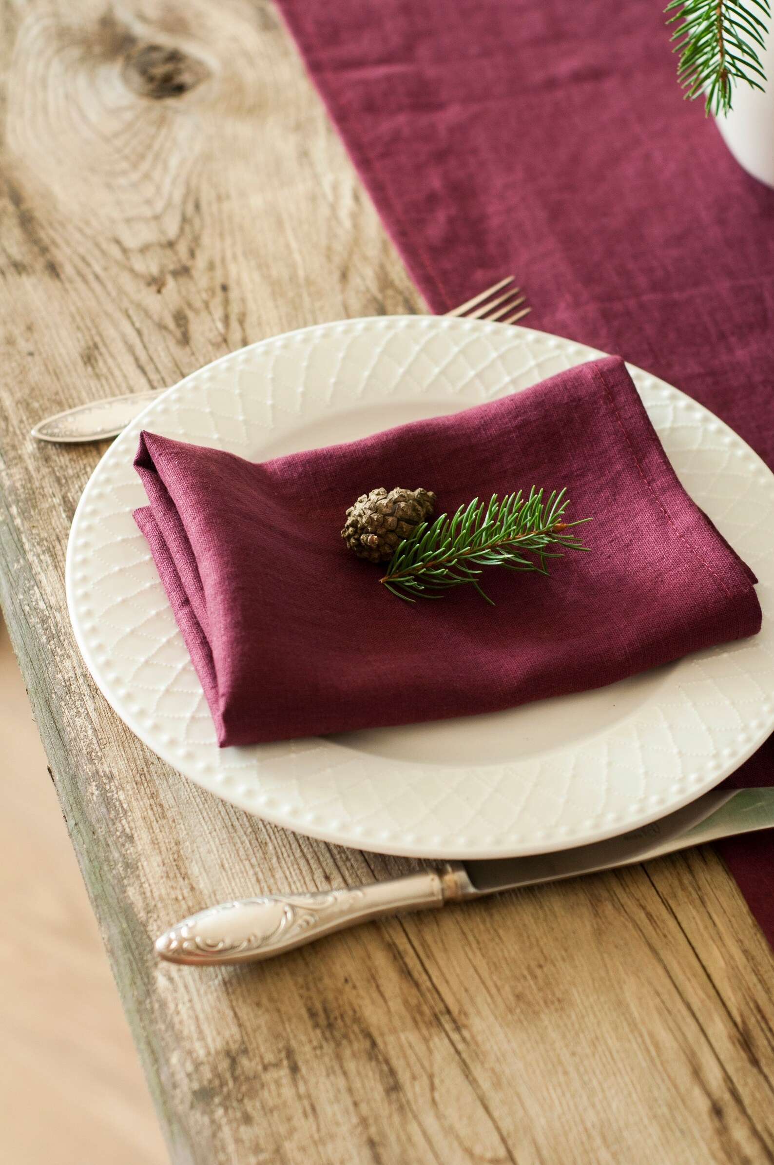 Burgundy Linen Napkins. Softened Linen Napkin Set. Handmade Etsy