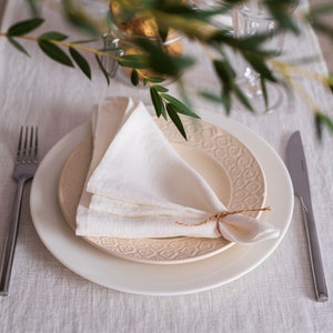 White linen napkins. Softened linen napkins set. Wedding napkins. Dinner napkins. Cocktail napkins. Handmade table linens image 6