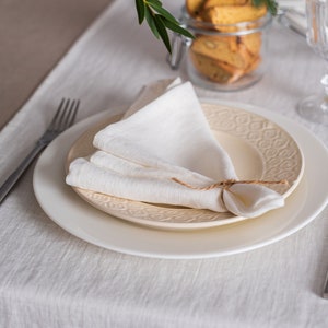 White linen napkins. Softened linen napkins set. Wedding napkins. Dinner napkins. Cocktail napkins. Handmade table linens image 2