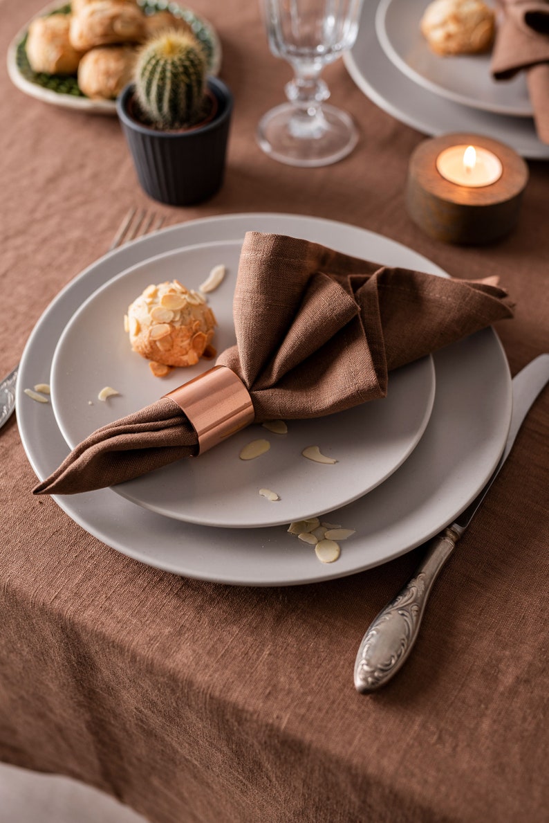 Cocoa Brown Linen Napkins. Softened Linen Napkin Set. Wedding Etsy