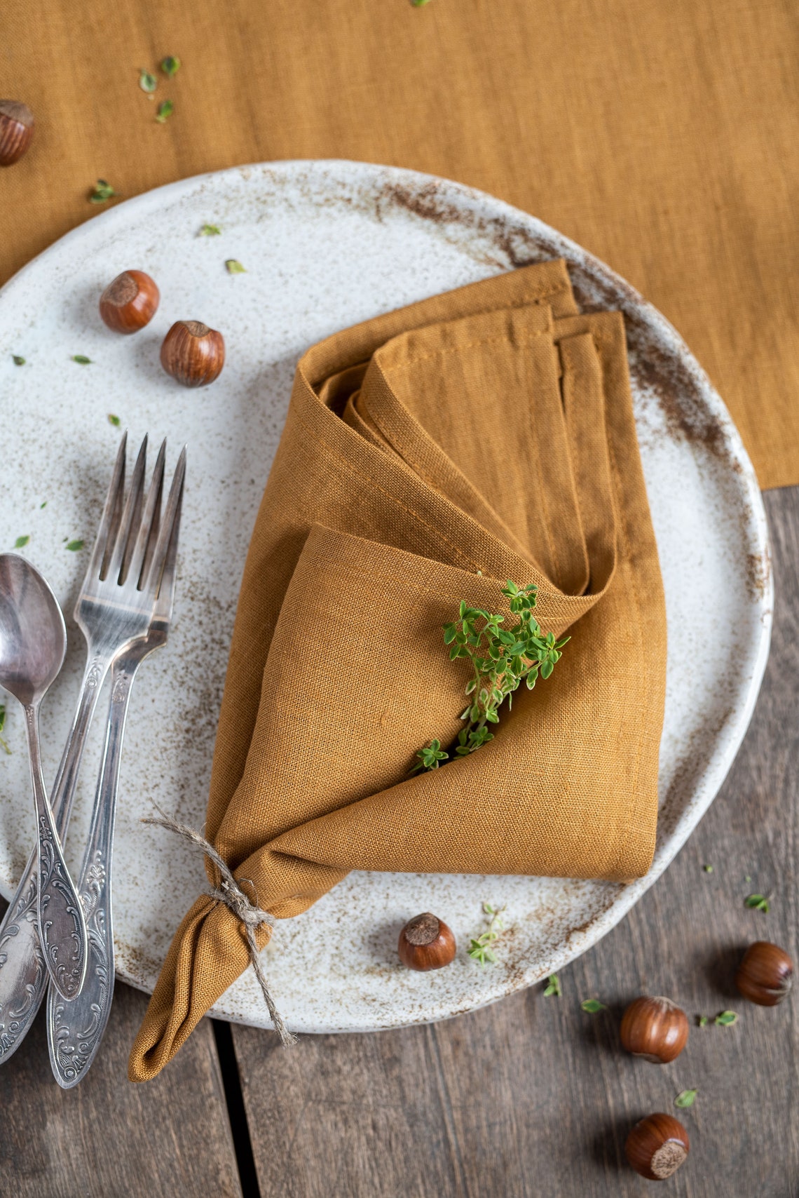 Mustard yellow linen napkins. Softened linen napkins set. Etsy
