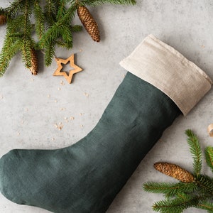 Linen Christmas stocking. Various colors. Christmas gift. Rustic Christmas decor. Scandinavian Christmas stocking. Minimalist stocking. image 3