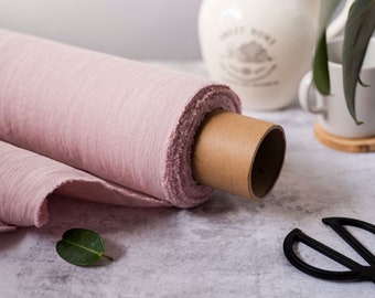 Blush Pink Linen Fabric by the Yard, Softened Medium Weight, OEKO-TEX