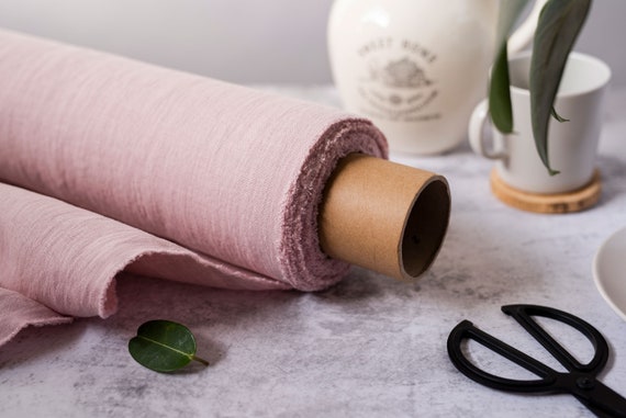 Blush Pink Linen Fabric by the Yard, Softened Medium Weight, OEKO-TEX