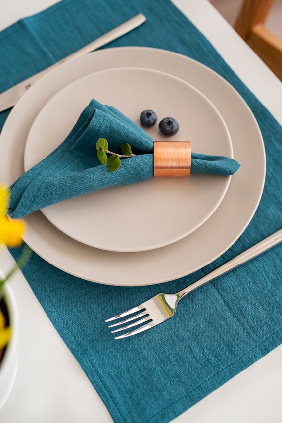 Teal Blue Linen Napkins. Softened Linen Napkin Set. Wedding Napkins. Dinner  Napkins. Easter Napkins. Cloth Napkins. Handmade Table Linens 