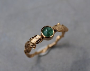 Leaves and emerald ring