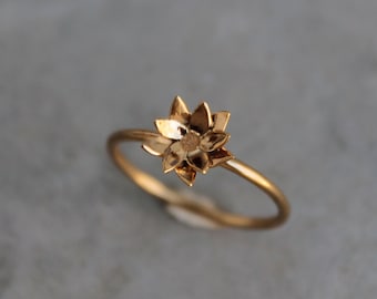 Gold plated lotus flower ring